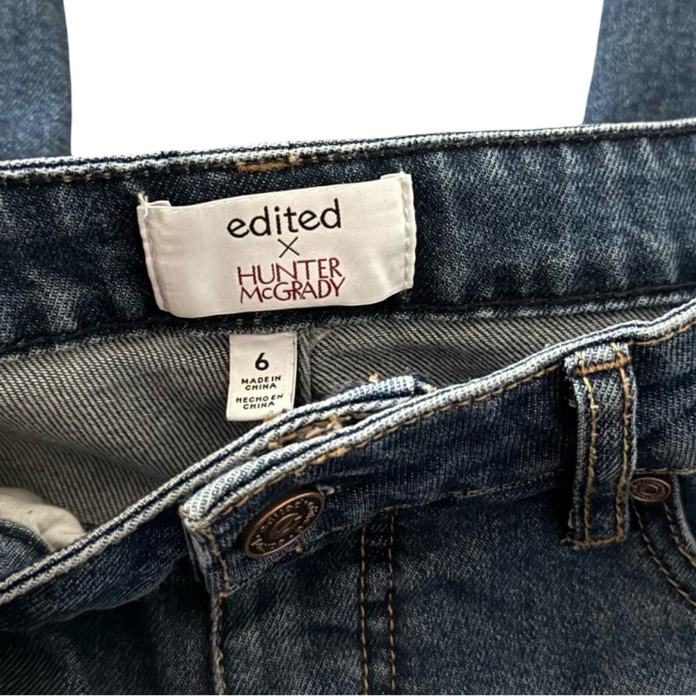 Edited x Hunter McGrady Cropped Wide Leg Jeans | Cuffed Hem | Size 6 - Picture 7 of 8